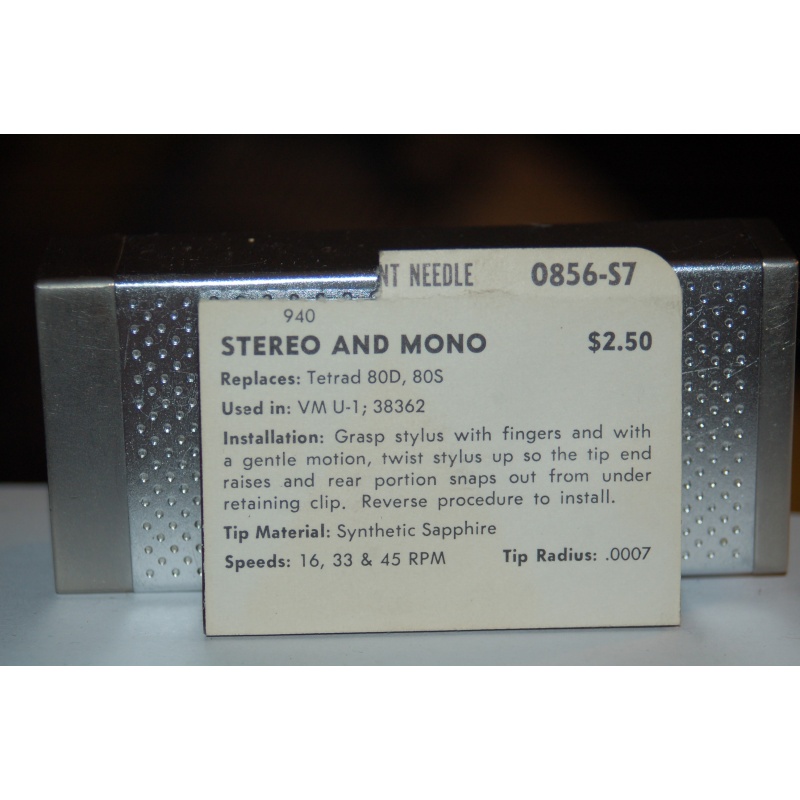 0856-S7 Pfanstiehl Diamond Needles Stylus Cartridge  #589 Original Package