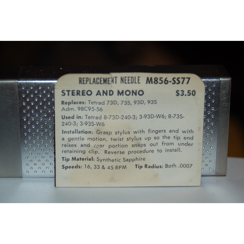 M856-SS77 Pfanstiehl Diamond Needles Stylus Cartridge  #591 Original Package