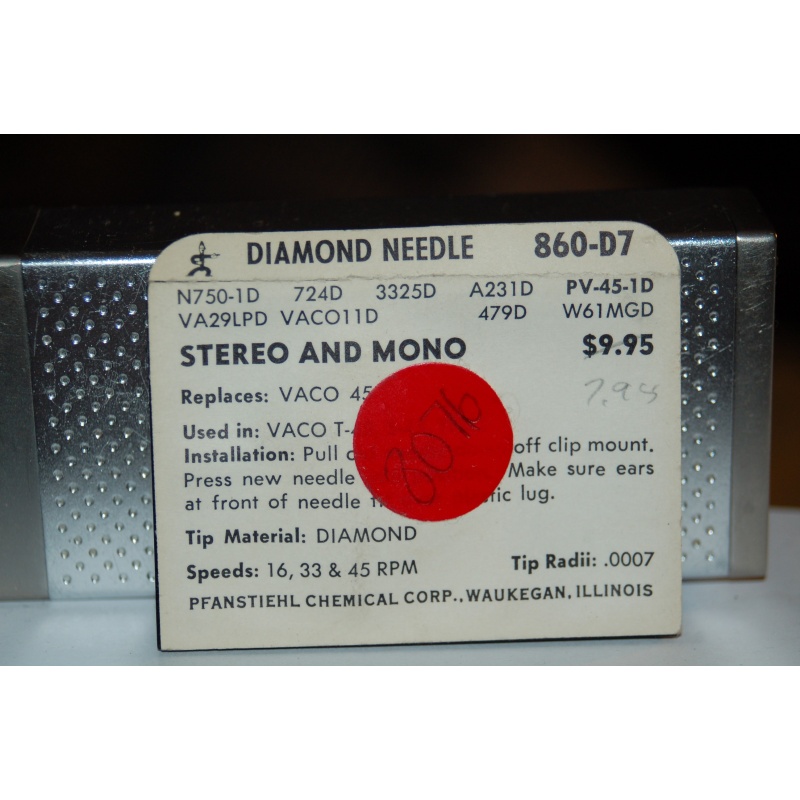 860-D7 Pfanstiehl Diamond Needles Stylus Cartridge  #598 Original Package