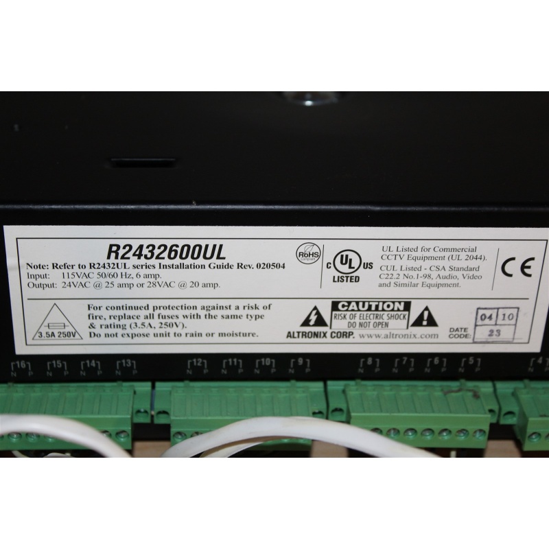 Altronix R2432600UL AC rack mount CCTV power supply