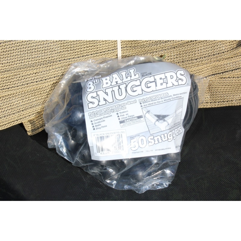 8" Ball Snuggers Black (50-Pack) - Ball Bungees - Tarp Tie Downs