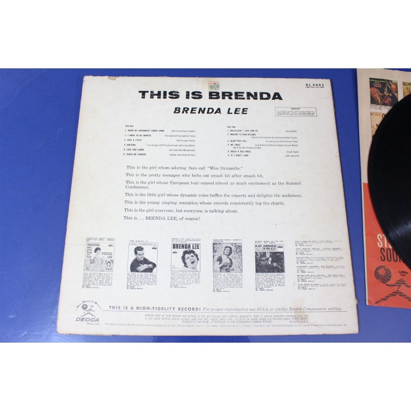 Brenda Lee This Is Brenda DL 4082 Vinyl LP, Album, Mono