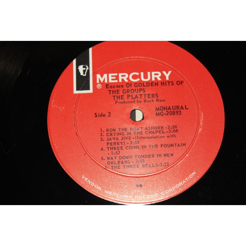 The Platters (Encore Of) Golden Hits Of The Groups SR 60893, MG 20893 Vinyl LP,