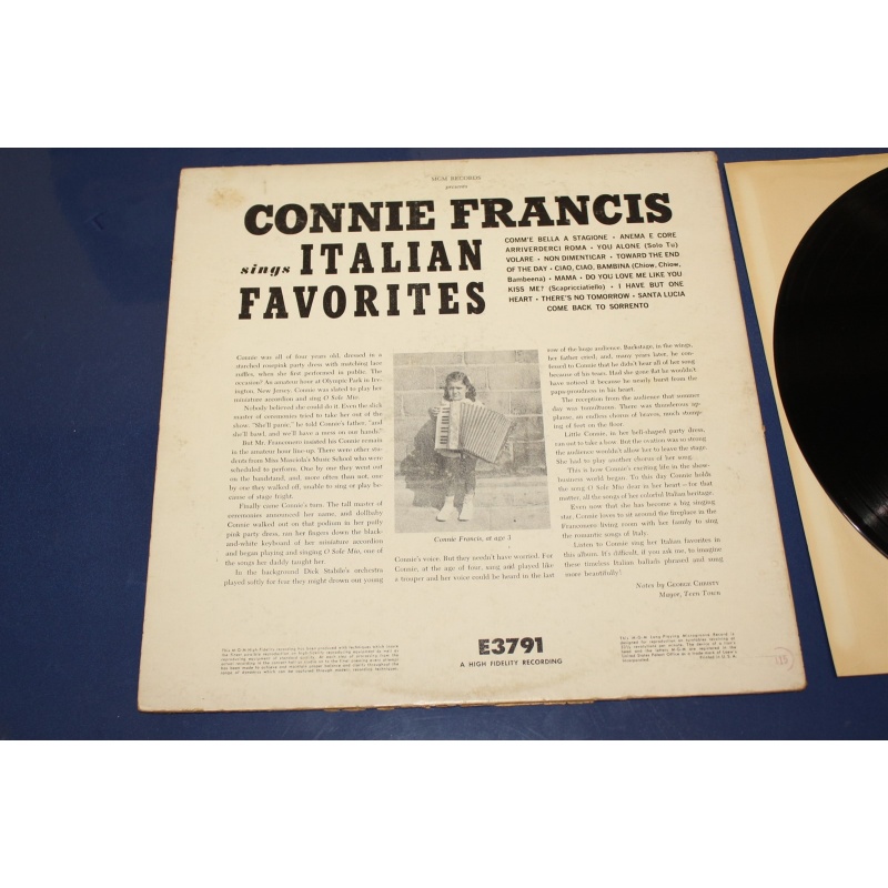 Connie Francis Sings Italian Favorites E3791 Vinyl LP, Album, Mono
