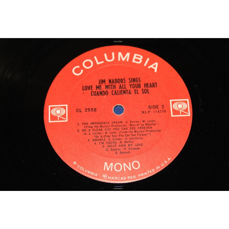 Jim Nabors Jim Nabors Sings Love Me With All Your Heart CL 2558 Vinyl LP, Album,