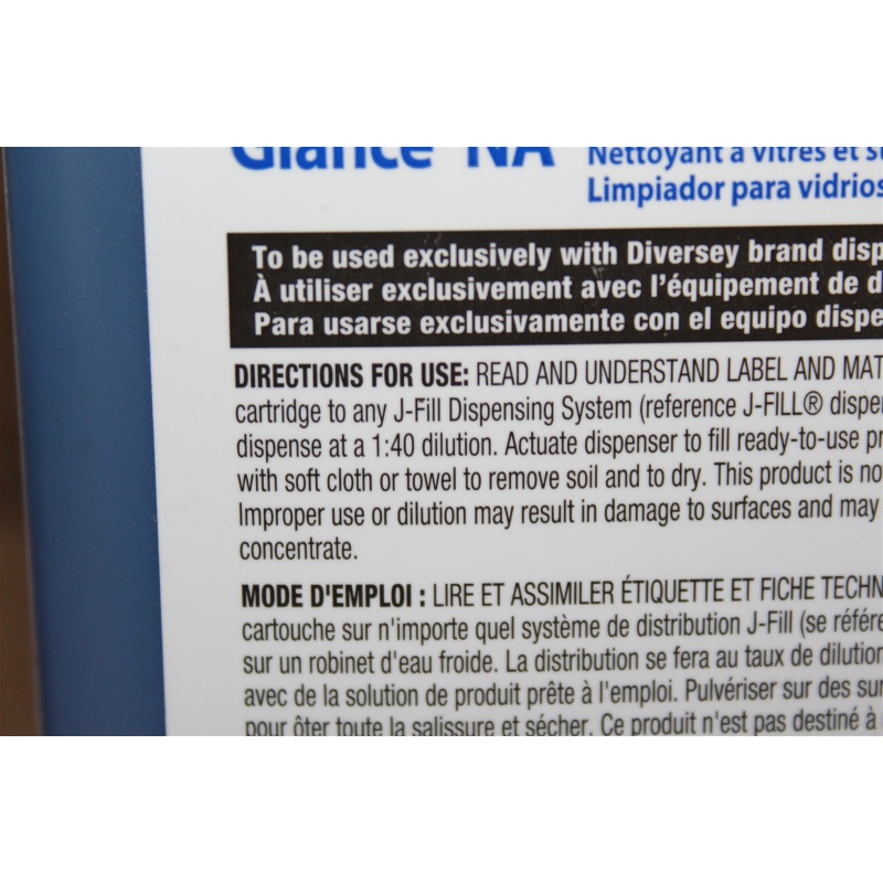 Diversey Glance NA Glass & Multi-Surface Cleaner for J-Fill, Refill, 2.5L