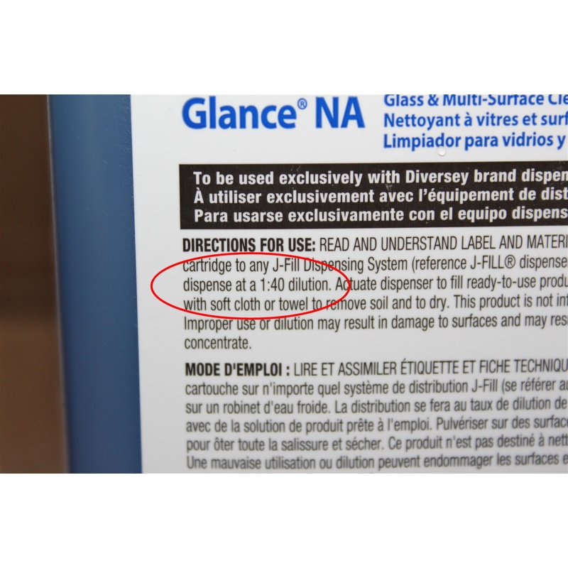 Diversey Glance NA Glass & Multi-Surface Cleaner for J-Fill, Refill, 2.5L