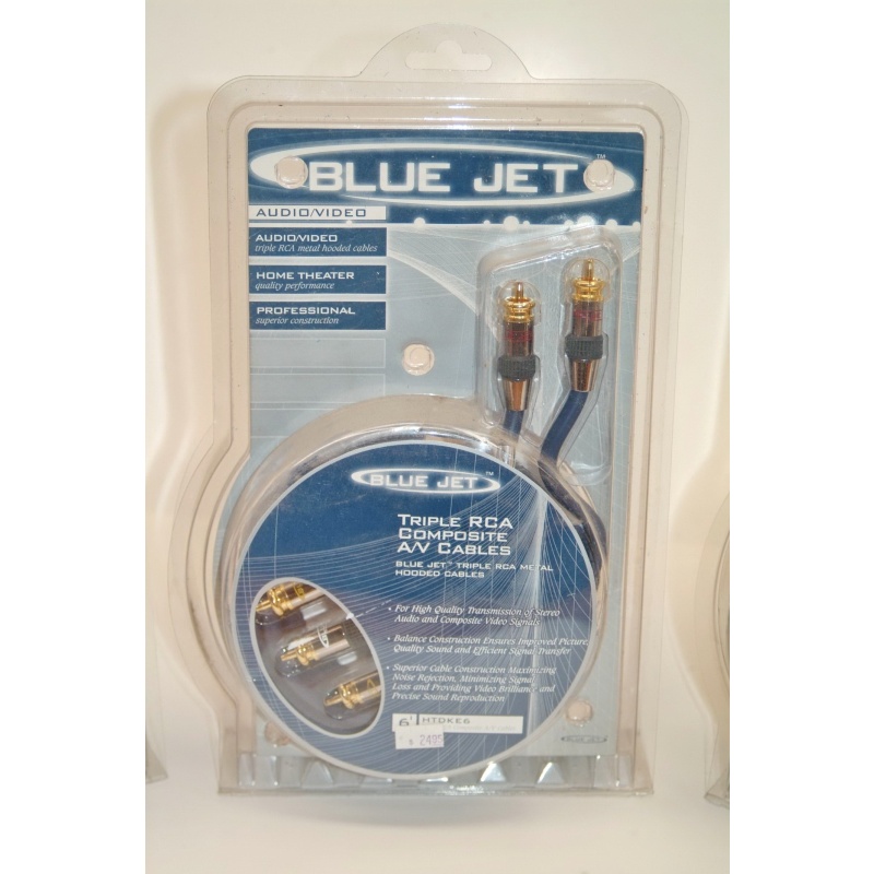 Vanco HTDKE6 - 6 Triple RCA Composite A/V Cable 24K Gold RCA Males