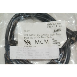 MCM 6 ft F-Type RIGHT  Angle Push On  RG59U MALE Connectors :: 32-935