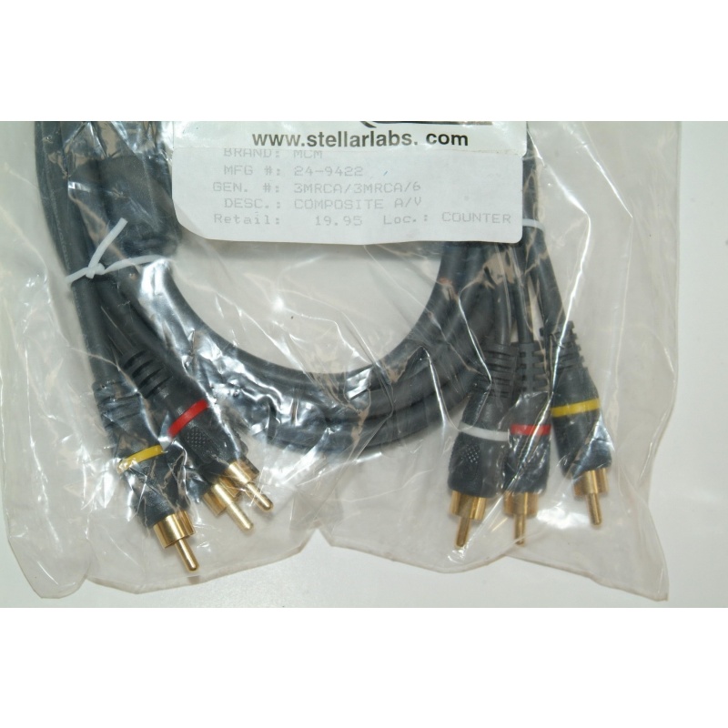 STELLAR LABS 6 Ft Composite Video with Stereo Audio Cable - SLV SERIES 24-9422