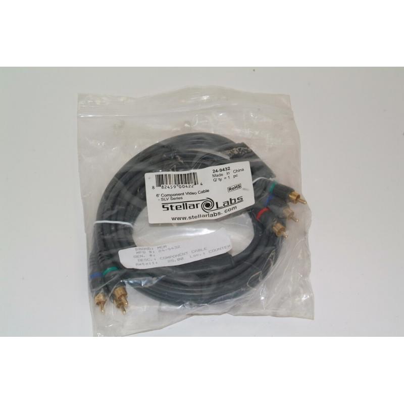 STELLAR LABS 6 Ft COMPONENT Video CABLE - SLV SERIES ROHS 24-9432