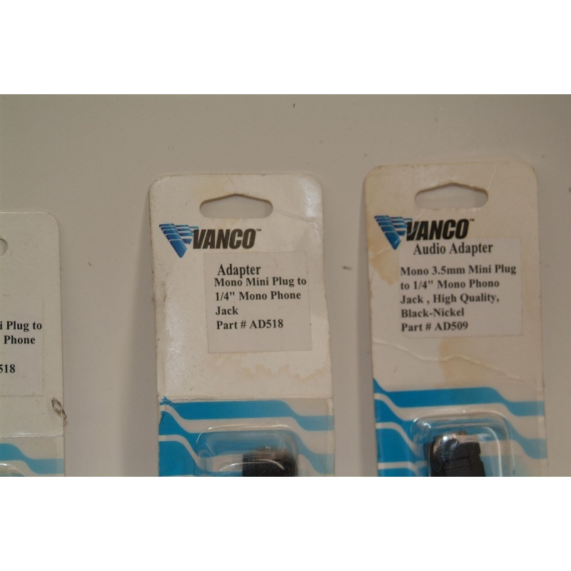 LOT OF 4 AD-518 VANCO AD518 3.5mm MONO MALE to 1/4" STEREO FEMALE