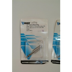 LOT OF 3 VANCO 1/4" STERO PHONE PLUG - SOLDER TYPE - PART #PP12