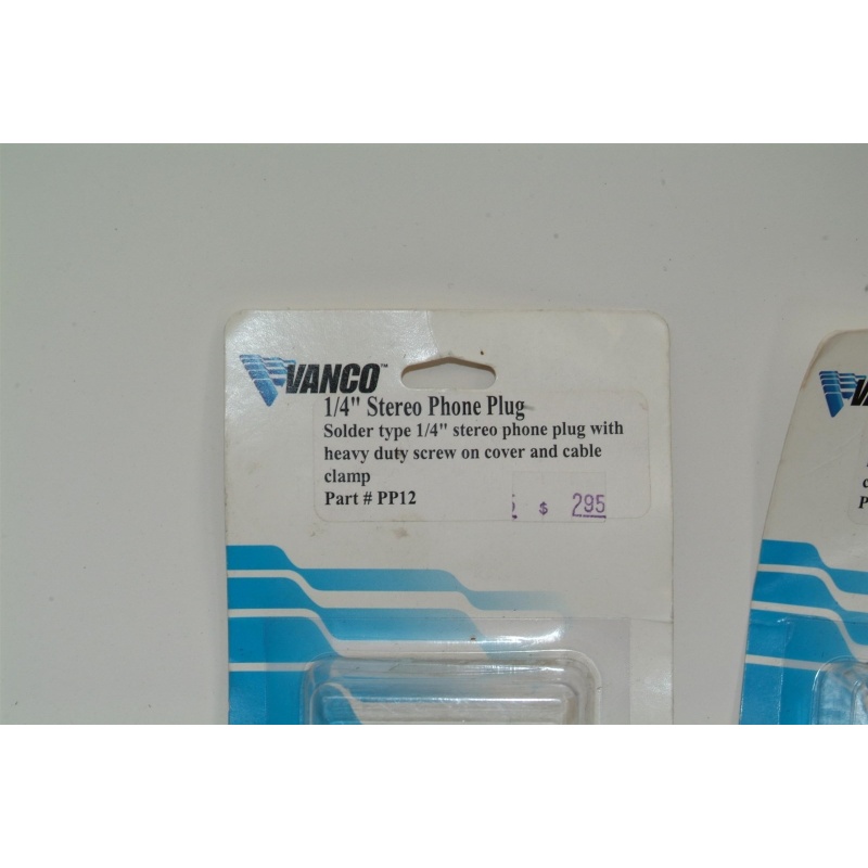 LOT OF 3 VANCO 1/4" STERO PHONE PLUG - SOLDER TYPE - PART #PP12