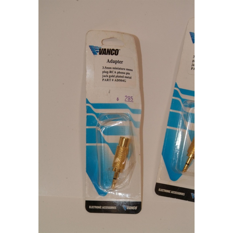LOT OF 3 VANCO 1/4" 3.5mm MINI MONO PLUG RCA - GOLD PLATED - AD504G