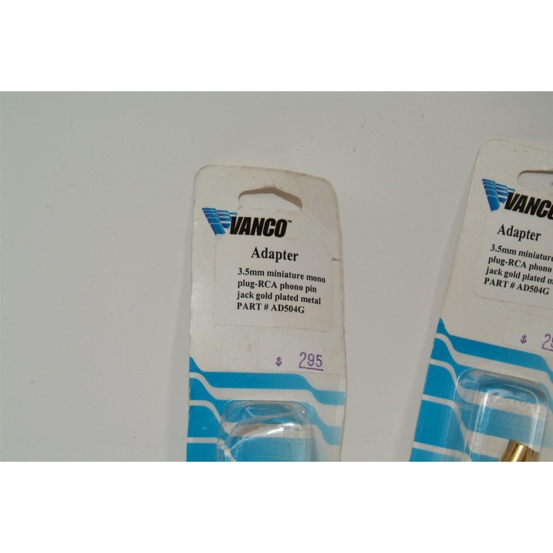 LOT OF 3 VANCO 1/4" 3.5mm MINI MONO PLUG RCA - GOLD PLATED - AD504G
