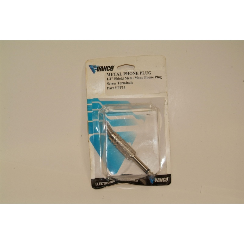 VANCO PP14 -METAL PHONE PLUG - 1/4" SHIELD METAL MONO PHONE PLUG SCREW TERMINALS