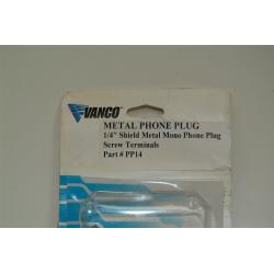 VANCO PP14 -METAL PHONE PLUG - 1/4" SHIELD METAL MONO PHONE PLUG SCREW TERMINALS