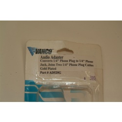 VANCO AD525G - 1/4" TO 1/4" PHONE ADAPTER - GOLD PLATED