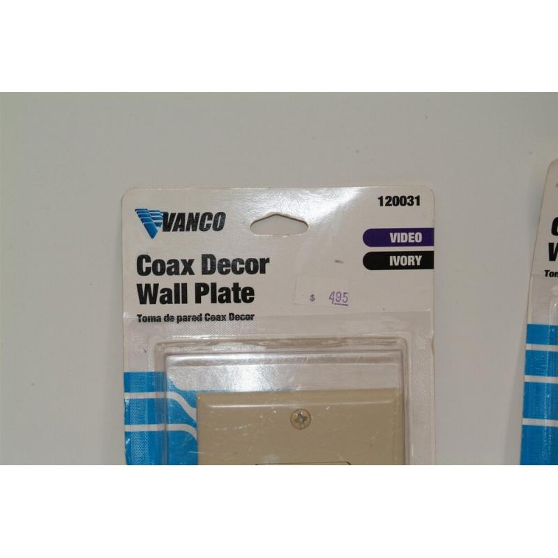 LOT OF 2 - VANCO 120031 COAX DECOR WALL PLATES - VIDEO IVORY