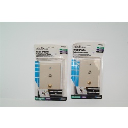 2 VANCO CWP59T - COLORMATE TELEPHONE/COAX WALL PLATES - PHONE - VIEDO - IVORY