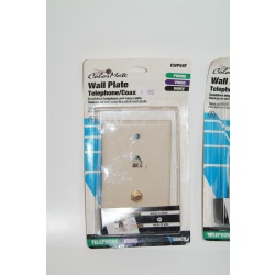 2 VANCO CWP59T - COLORMATE TELEPHONE/COAX WALL PLATES - PHONE - VIEDO - IVORY
