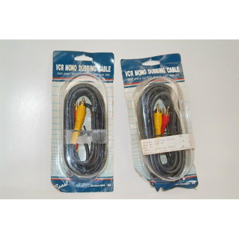 LOT OF 2 GOLD PLATED RCA CABLES - VCR MONO DUBBING CABLE