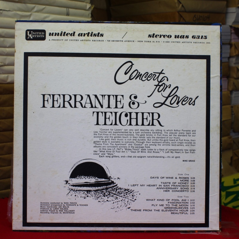 Ferrante & Teicher Concert For Lovers UAS 6315 Vinyl Vinyl 59-020