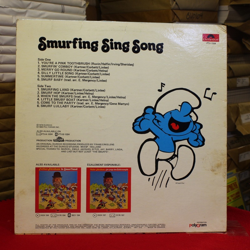 The Smurfs Smurfing Sing Song PTV-1004 Vinyl Vinyl 59-073