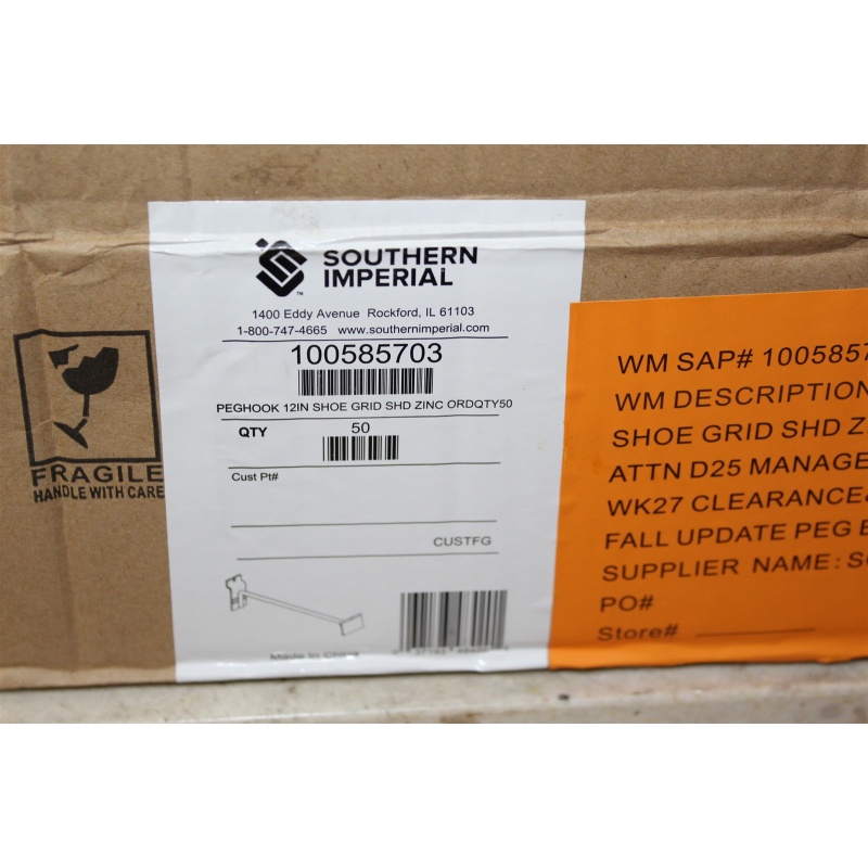 50 Heavy Duty (12" x 0.352" Dia.) Slatwall Faceout Scanning Hook / Label Holder