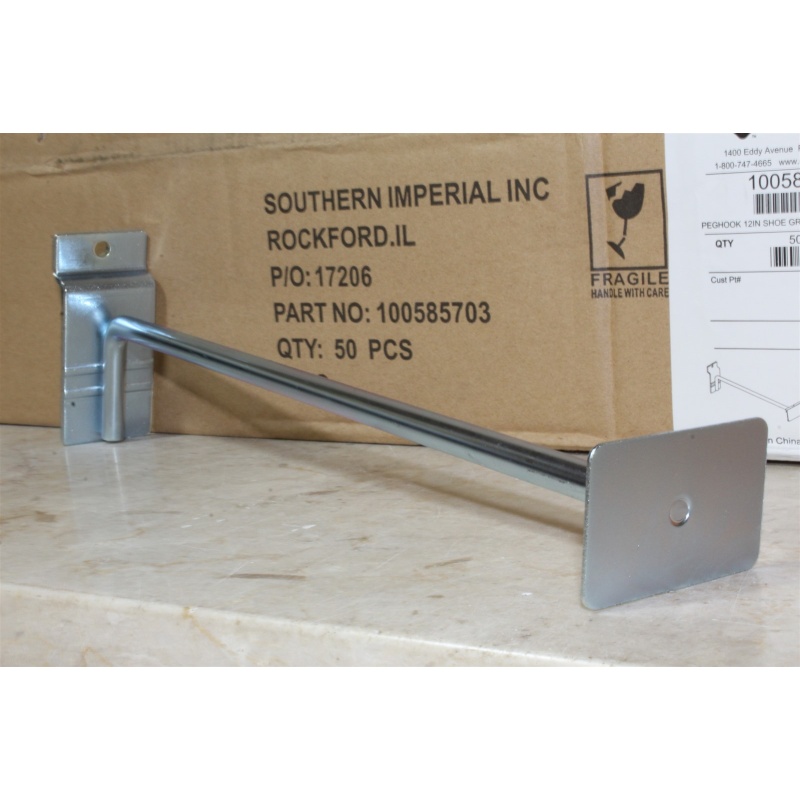 50 Heavy Duty (12" x 0.352" Dia.) Slatwall Faceout Scanning Hook / Label Holder