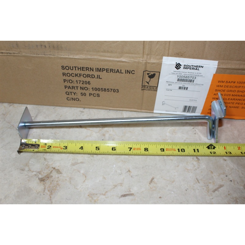 50 Heavy Duty (12" x 0.352" Dia.) Slatwall Faceout Scanning Hook / Label Holder