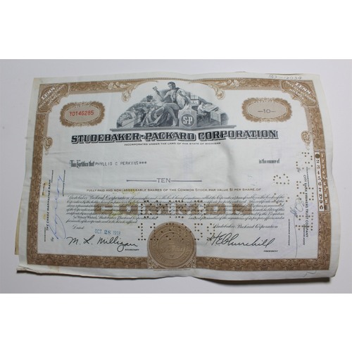 1959 Studebaker-Packard Corporation Stock Certificate 10 Shares Y0146285
