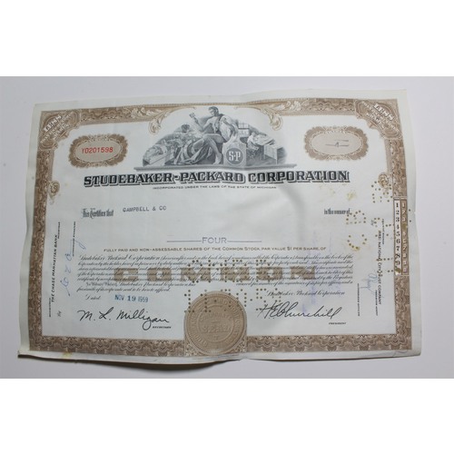 1959 Studebaker-Packard Corporation Stock Certificate 4 Shares Y0201598