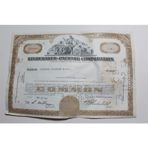 1959 Studebaker-Packard Corporation Stock Certificate 4 Shares Y0200454
