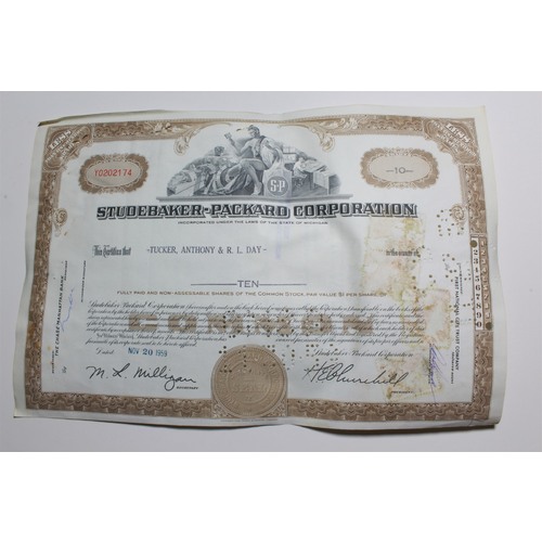 1959 Studebaker-Packard Corporation Stock Certificate 10 Shares Y0202174
