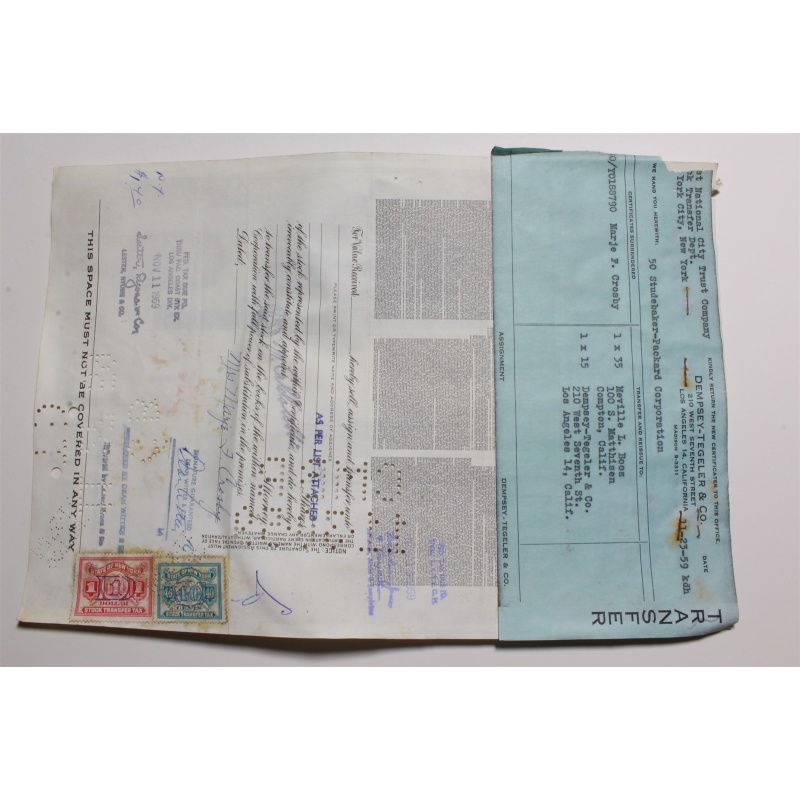 1959 Studebaker-Packard Corporation Stock Certificate 50 Shares Y0188790