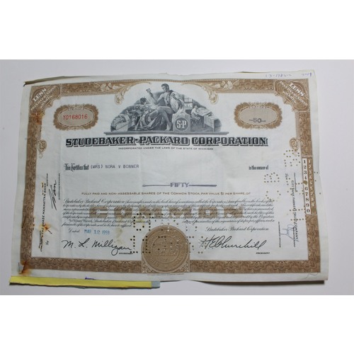 1959 Studebaker-Packard Corporation Stock Certificate 50 Shares Y0168016