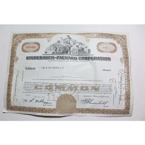 1959 Studebaker-Packard Corporation Stock Certificate 3 Shares Y0191563