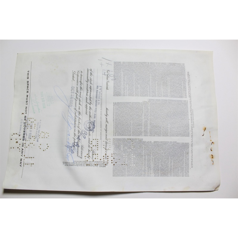 1959 Studebaker-Packard Corporation Stock Certificate 20 Shares Y0190851