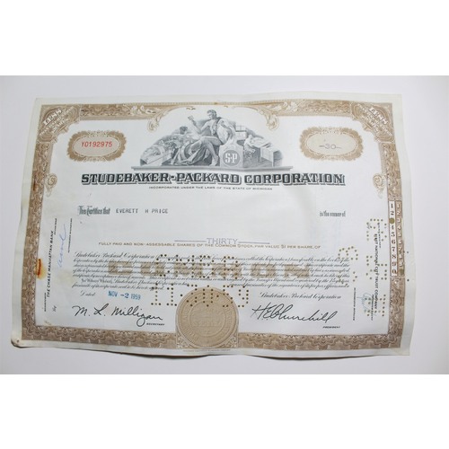 1959 Studebaker-Packard Corporation Stock Certificate 30 Shares Y0192975