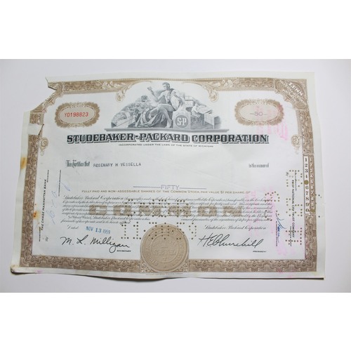 1959 Studebaker-Packard Corporation Stock Certificate 50 Shares Y0198823
