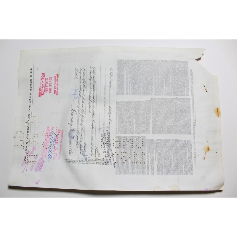 1959 Studebaker-Packard Corporation Stock Certificate 50 Shares Y0198823