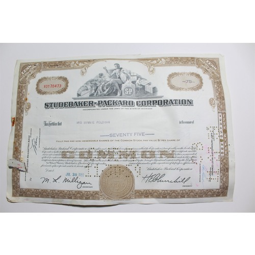 1959 Studebaker-Packard Corporation Stock Certificate 75 Shares Y0178473