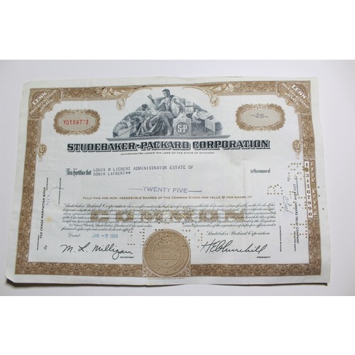 1959 Studebaker-Packard Corporation Stock Certificate 25 Shares Y0159773