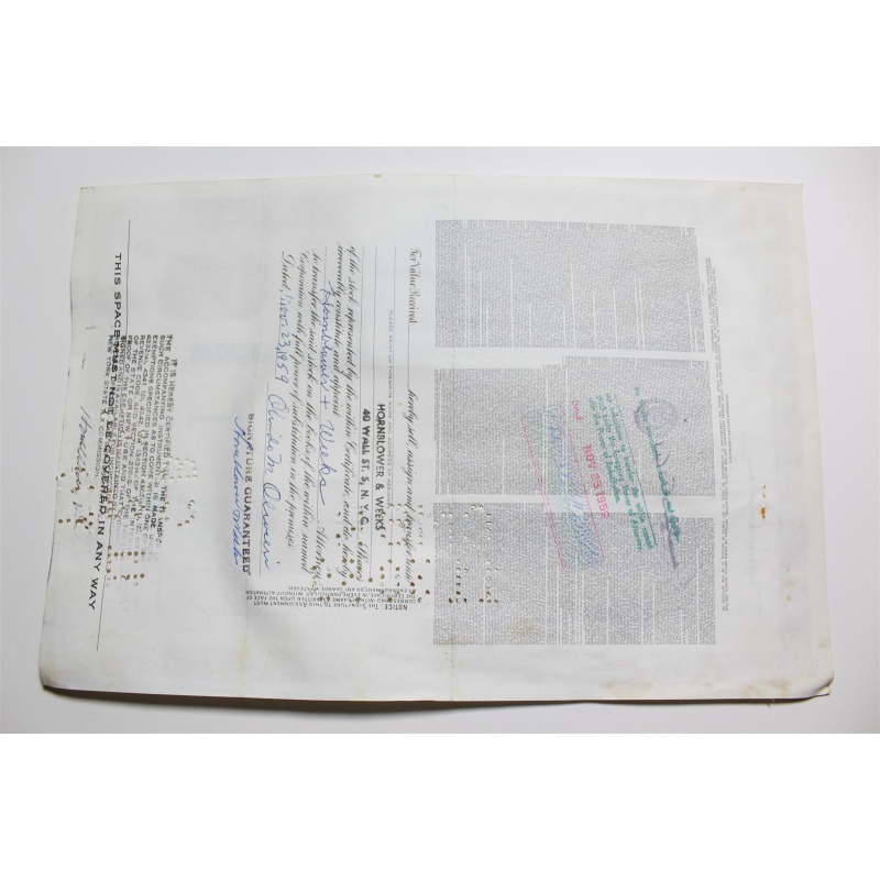 1959 Studebaker-Packard Corporation Stock Certificate 20 Shares Y0186874