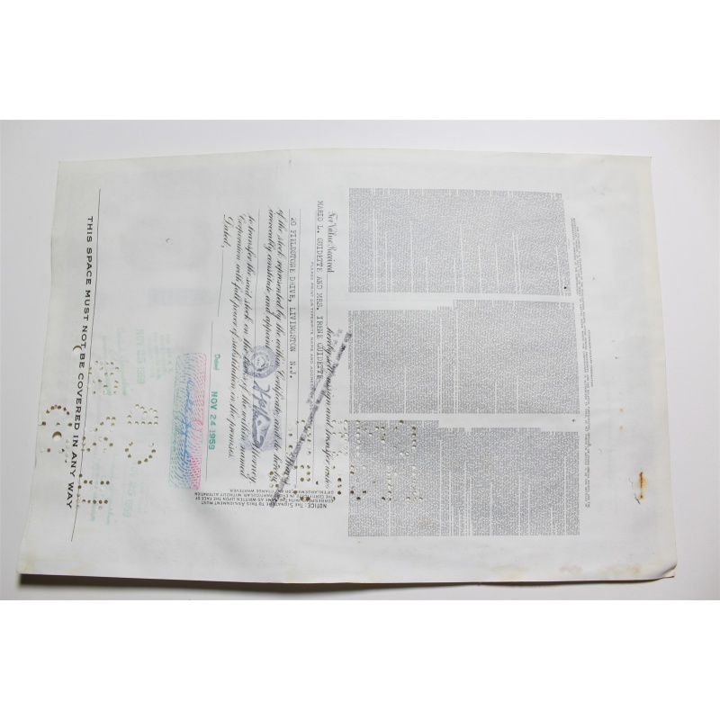 1959 Studebaker-Packard Corporation Stock Certificate 20 Shares Y0202531