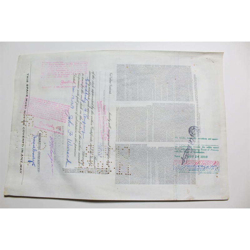 1959 Studebaker-Packard Corporation Stock Certificate 30 Shares Y0186638