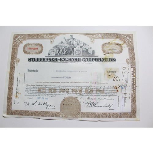 1959 Studebaker-Packard Corporation Stock Certificate 4 Shares Y0199994