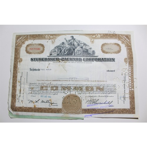 1959 Studebaker-Packard Corporation Stock Certificate 50 Shares Y0171590
